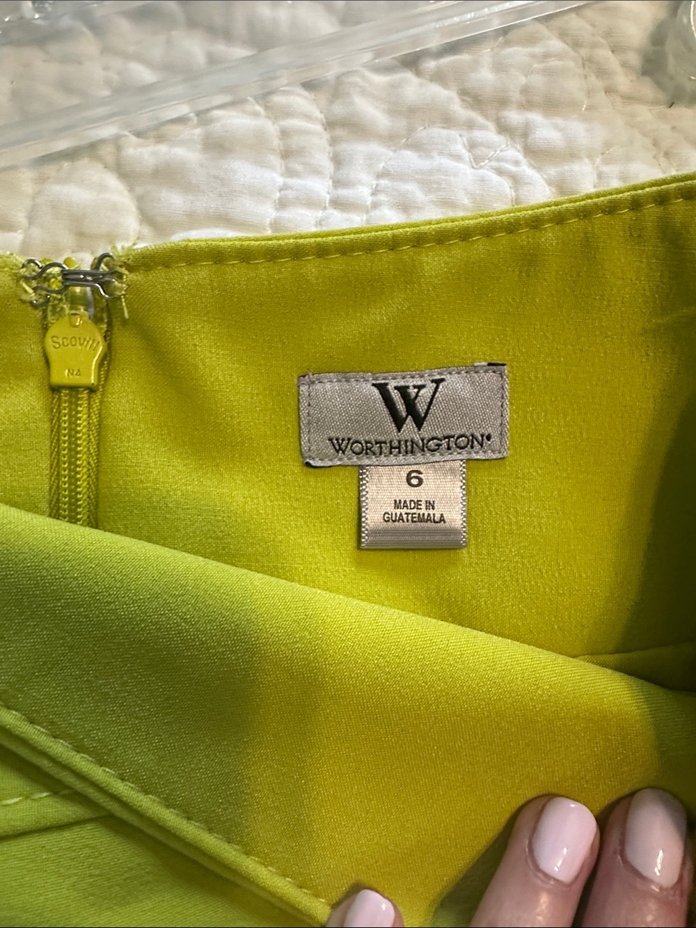 0155 Worthington Lime Green Stretch Pencil Skirt size 6 - Picture 6 of 7